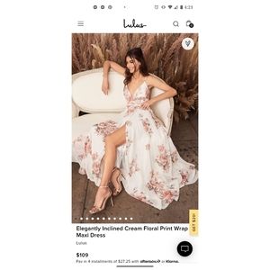 Lulu's Elegantly Inclined Cream Floral Print Wrap Maxi Dress